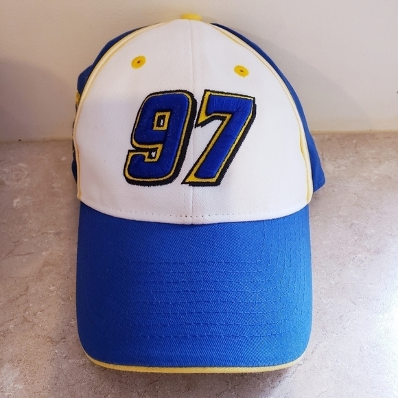Nascar Kenny Irwin Racing Hat Cap 97 Adjustable 100% Cotton Blue White Gold EUC - Picture 1 of 10